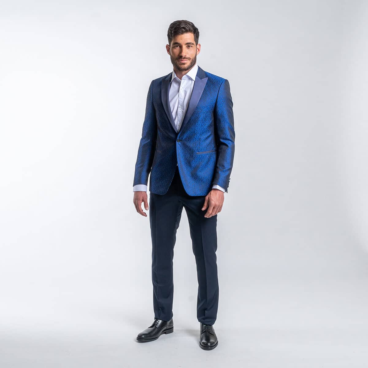 Prince Oliver Κοστούμι Μπλέ Ρουά Μπροκάρ 100% Wool Touch (Modern Fit)