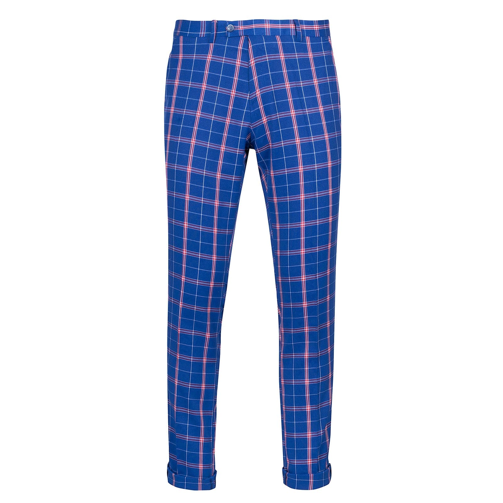 Royal blue plaid pants on sale