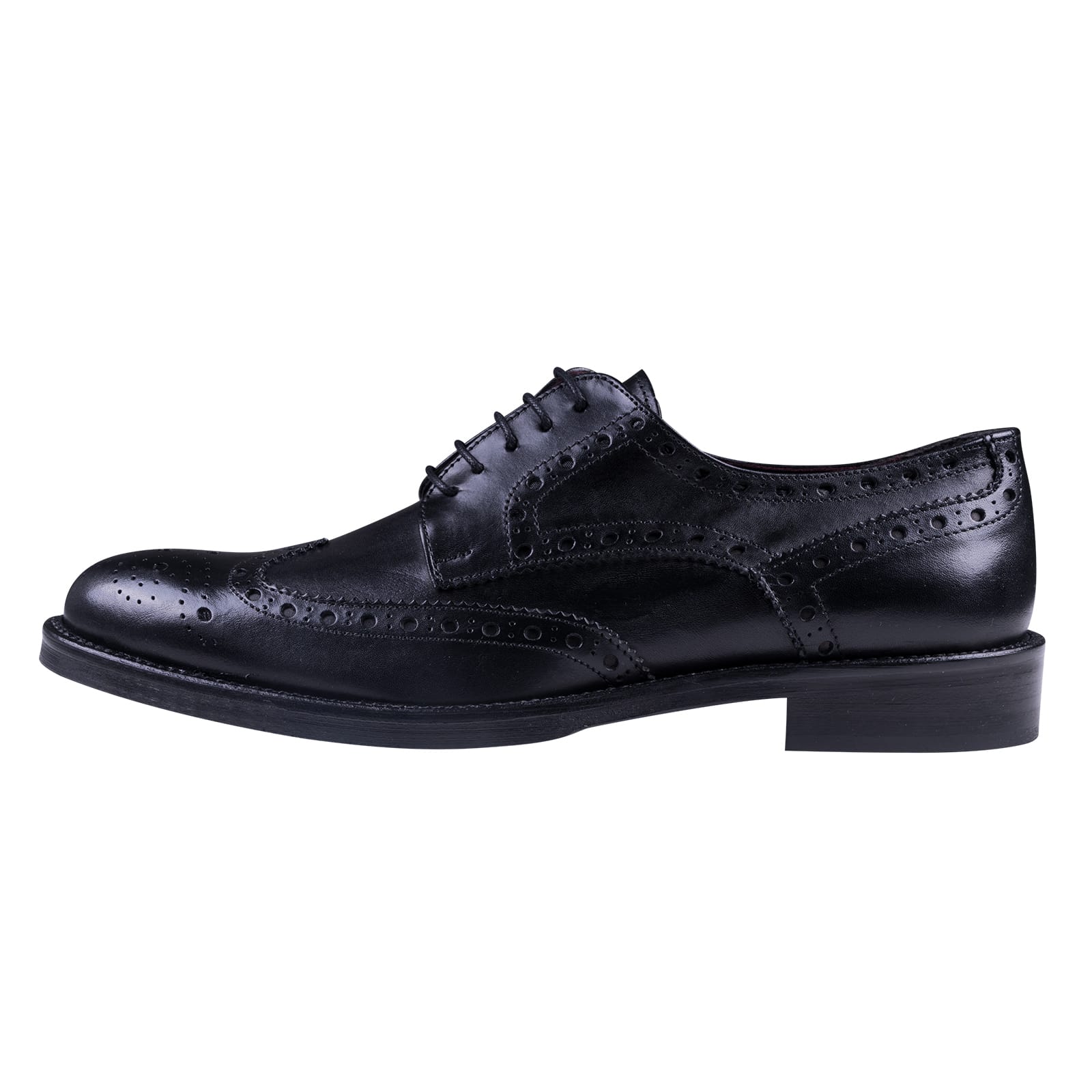 Prince Oliver Μαύρα Brogue Leather Shoes
