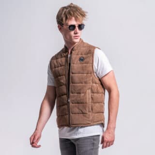 Clothing Suede Sleeveless Brown Jacket 100% Goat Leather (Modern Fit)