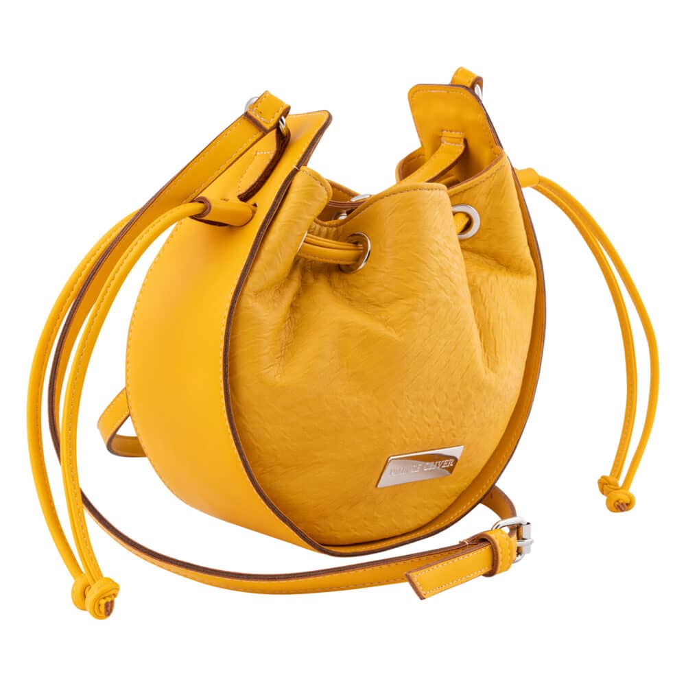Outlet Prince Oliver Γυναικεία Tσάντα Baby Bucket Κίτρινο με Ρυθμιζόμενο Λουράκι για Χιαστί Eco Leather 5