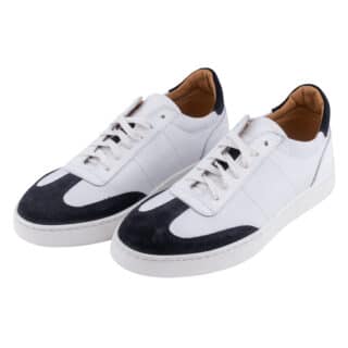 Casual Low-top Λευκό Sneakers με Μαύρο Suede Λεπτομέρειες 3