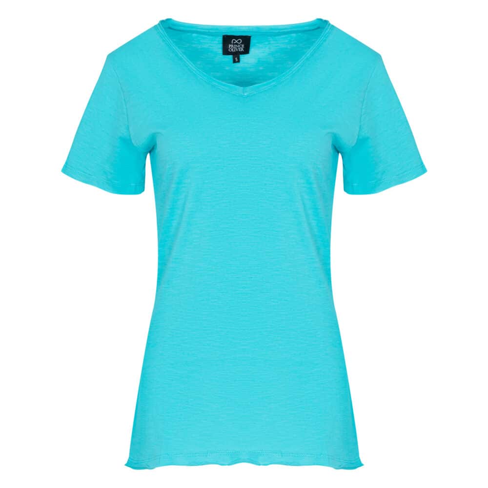 Outlet T-Shirt Τυρκουάζ V Neck 3