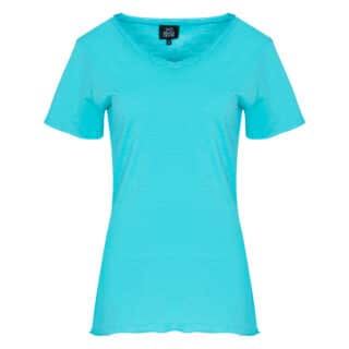 Outlet T-Shirt Τυρκουάζ V Neck 6