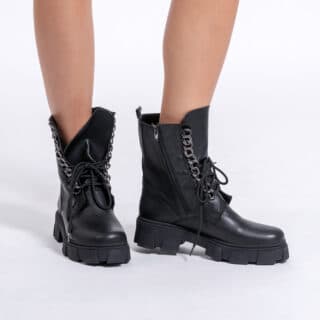 Casual Μαύρα Biker Boots 100% Leather 3