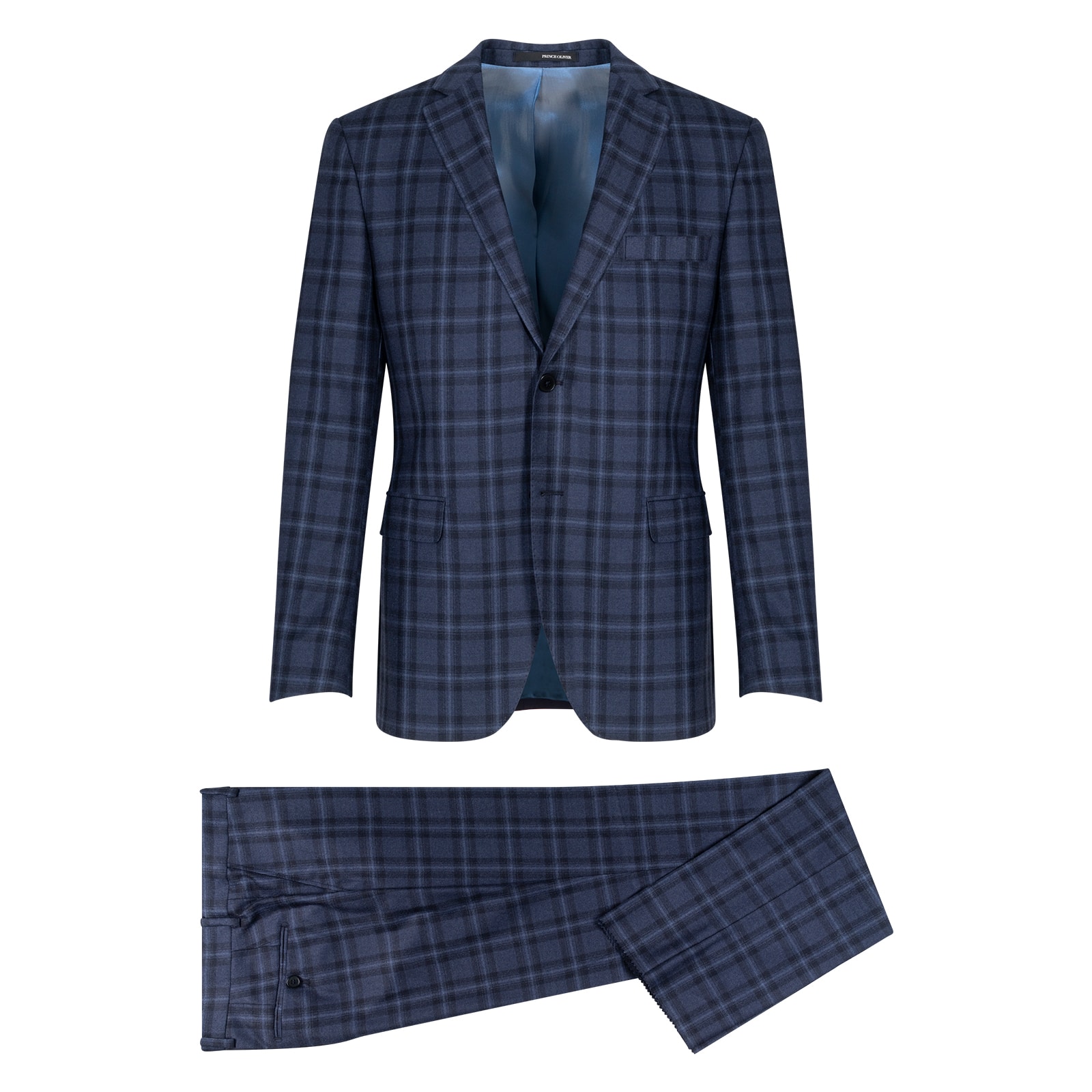 Κοστούμι Μπλε Καρό Με Γιλέκο 100% Wool Super 100s (Modern Fit)