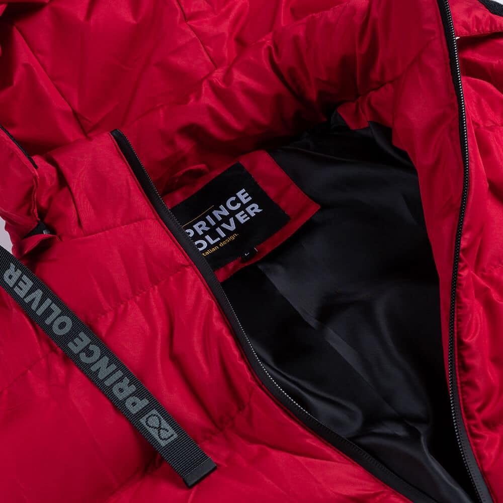 Men Fashion Puffer Jacket Μπουφάν Κόκκινο με Αποσπώμενη Κουκούλα (Modern Fit) 15