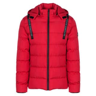 Men Fashion Puffer Jacket Μπουφάν Κόκκινο με Αποσπώμενη Κουκούλα (Modern Fit) 3