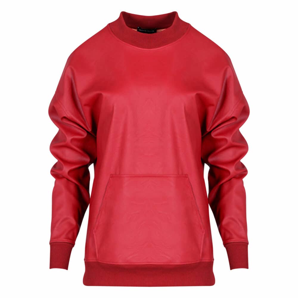 Outlet Γυναικεία Μπλούζα Κόκκινη Eco Leather 4