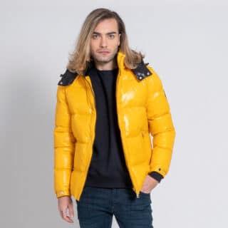 Men Padded Jacket Κίτρινο με αποσπώμενη κουκούλα  (Slim Fit) 20