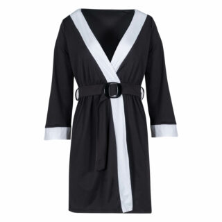 Outlet Φόρεμα μαύρο κρουαζέ με λευκές λεπτομέρειες 3
