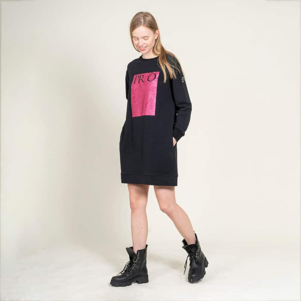 Outlet Φόρεμα Αθλητικό Μαύρο με ροζ στάμπα (Comfort Fit) 7