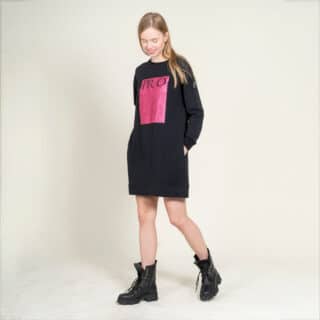 Outlet Φόρεμα Αθλητικό Μαύρο με ροζ στάμπα (Comfort Fit) 2