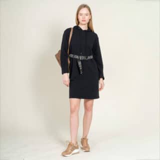 Outlet Φόρεμα Μαύρο με Κουκούλα  (Comfort Fit) 12