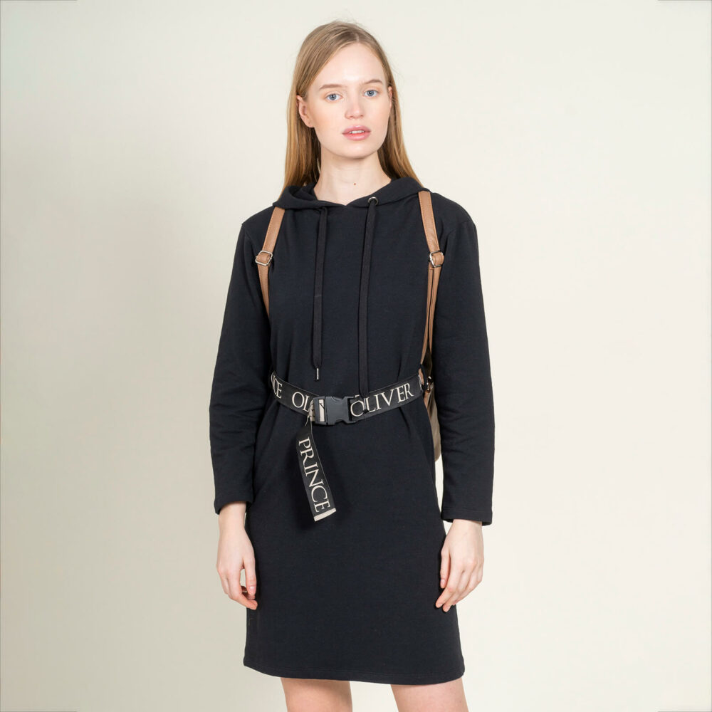 Outlet Φόρεμα Μαύρο με Κουκούλα  (Comfort Fit) 8
