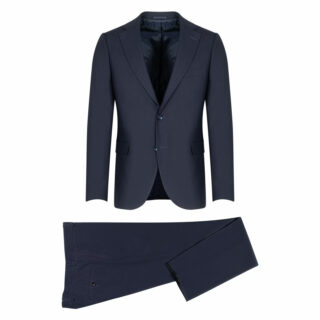 Men Prince Oliver Κοστούμι Μπλε με Μικροσχέδιο 100% Wool Super 120s (Modern Fit)