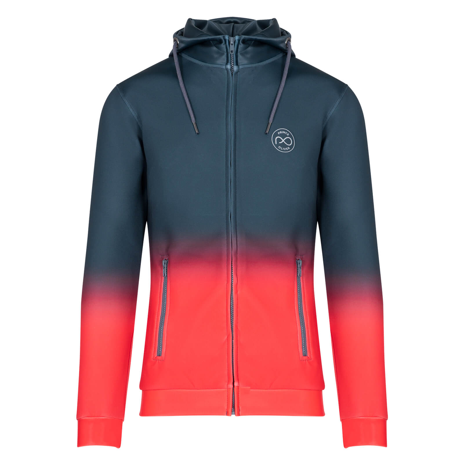 Prince Oliver Degrade tech hoodie grey red Modern Fit Prince Oliver