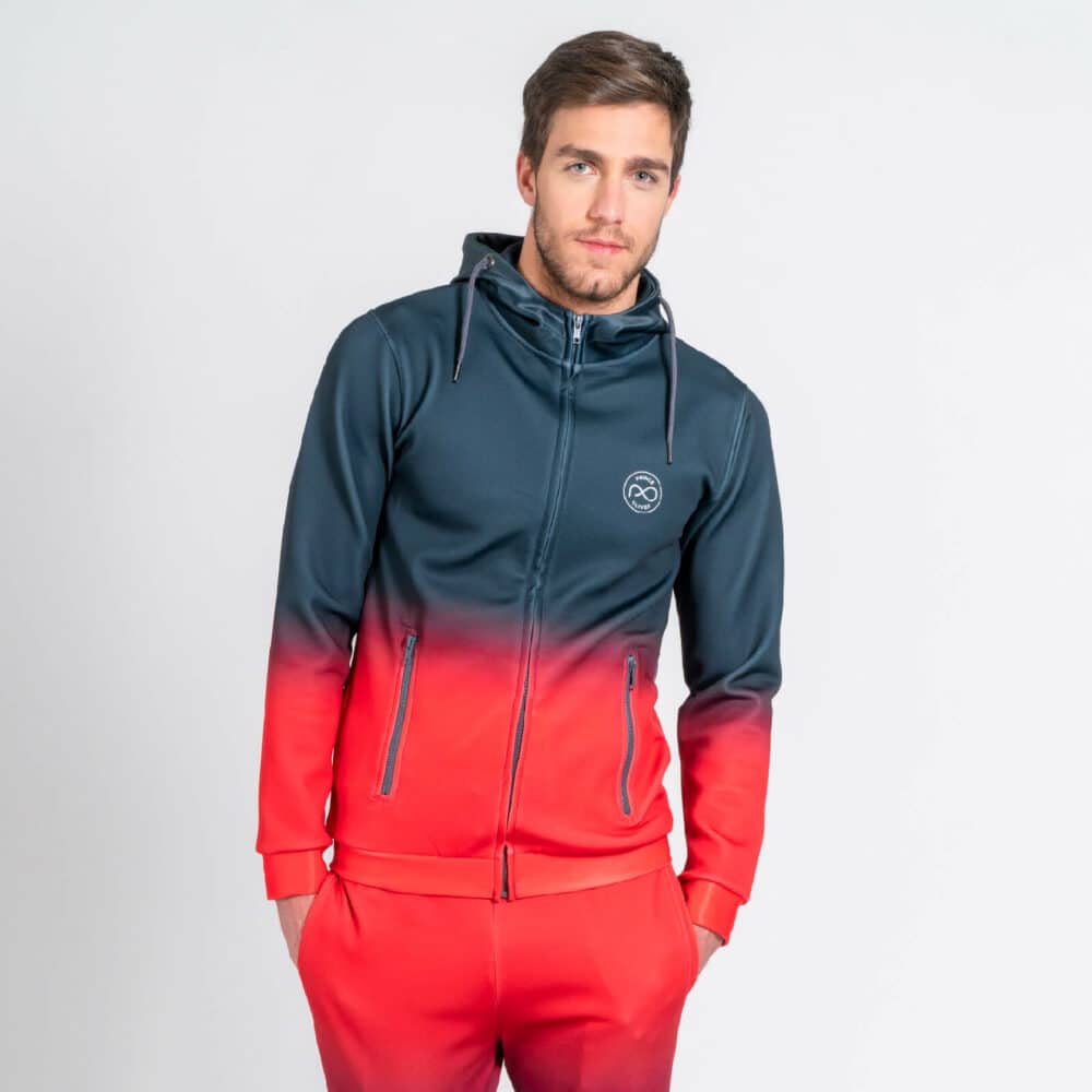 Men Fashion Ντεγκραντέ Micro tech hoodie γκρι/κόκκινο με κουκούλα (Modern Fit) 10