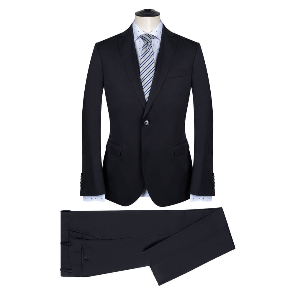 Prince Oliver Prince Oliver Κοστούμι Μαύρο με Μικροσχέδιο Virgin Wool (Modern Fit)