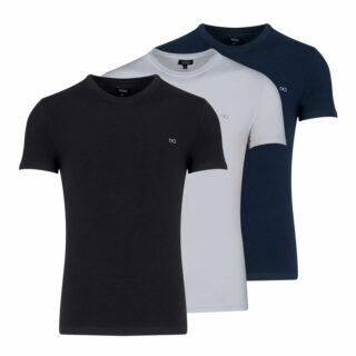 Men Σετ 3 T-shirt all seasons μαύρο/λευκό/μπλε σκούρο Cotton Stretch (Comfort Fit)