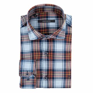Clothing Prince Oliver check shirt white / blue  / orange / yellow 100% Cotton (Modern Fit)