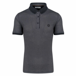 Men Prince Oliver Premium Polo Μαύρο με Μικροσχέδιο 100% Cotton (Modern Fit) 2