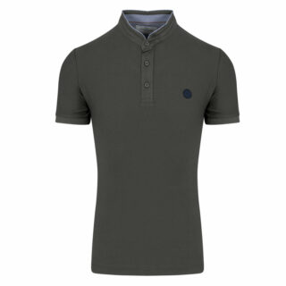 Clothing Prince Oliver Premium Khaki Polo Shirt with Mao Collar 100% Cotton (Modern Fit)