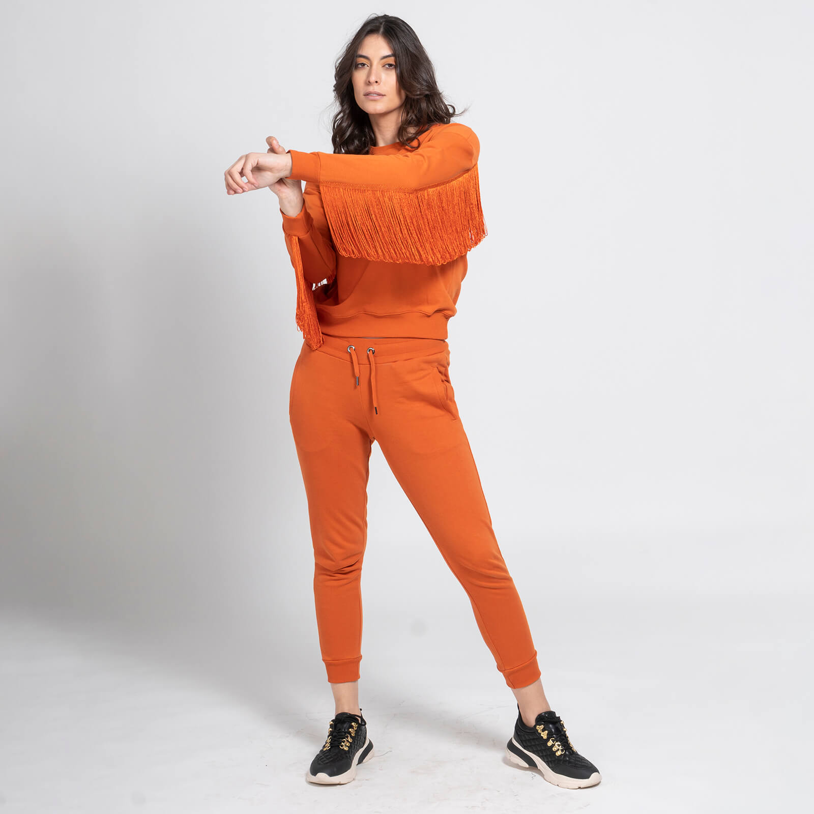 Orange Tracksuit Sweatshirt / Joggers Set 100% Cotton