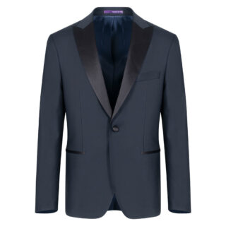 Men Prince Oliver Σμόκιν-Tuxedo Μπλε Σκούρο με Peak Σατέν Πέτο Finest Wool (Modern Fit) 3