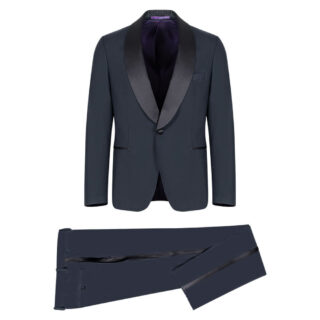Clothing Prince Oliver Dark Blue Tuxedo with Shawl Satin Lapel (Modern Fit)