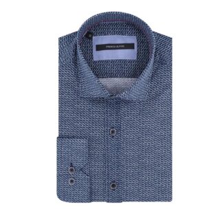 Clothing Prince Oliver Dark Blue Shirt With Micro Design (Modern Fit)