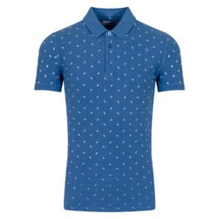 Men Premium Polo Pique Μπλε με Μικροσχέδιο 100% Cotton (Modern Fit) 3