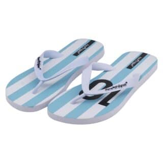 Beachwear Collection White Striped Flip Flops with Design Fora D ’Agua