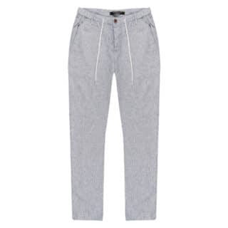 Linen Collection Prince Oliver Joggers Παντελόνι Γκρι Ανοιχτό Ριγέ 24h Comfort (Modern Fit)