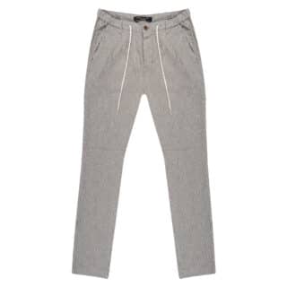 Linen Collection Prince Oliver Joggers Παντελόνι Γκρι Ανοιχτό Ριγέ 24h Comfort (Modern Fit) 3