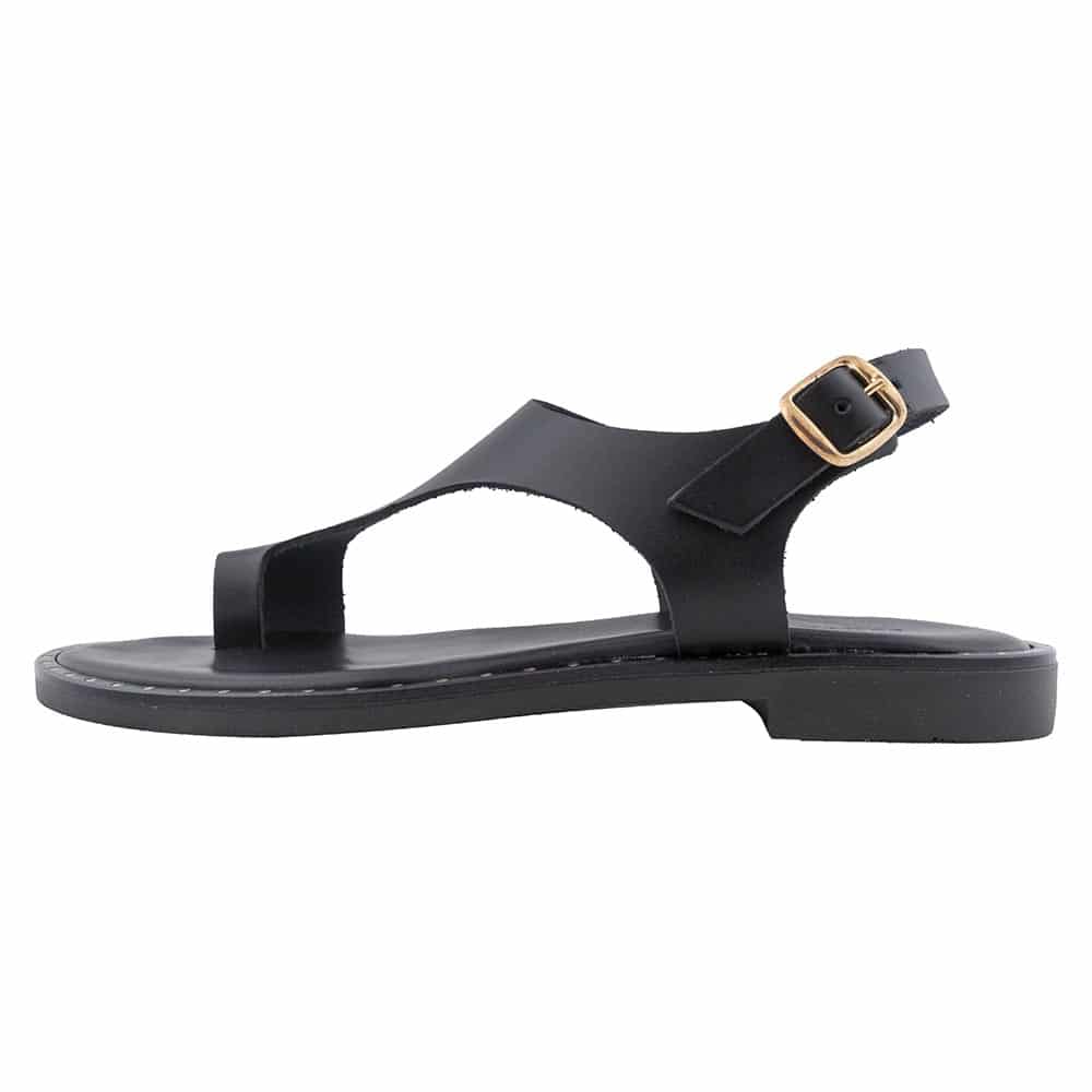 Prince Oliver Δερμάτινα Σανδάλια Μαύρα Outlet