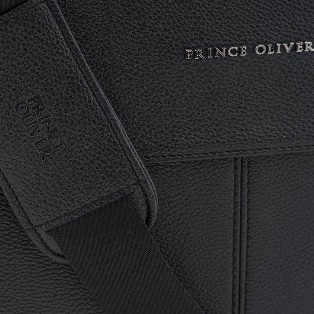 Men Prince Oliver Ανδρική Tσάντα Messengers Bag Μαύρη Eco Leather 15