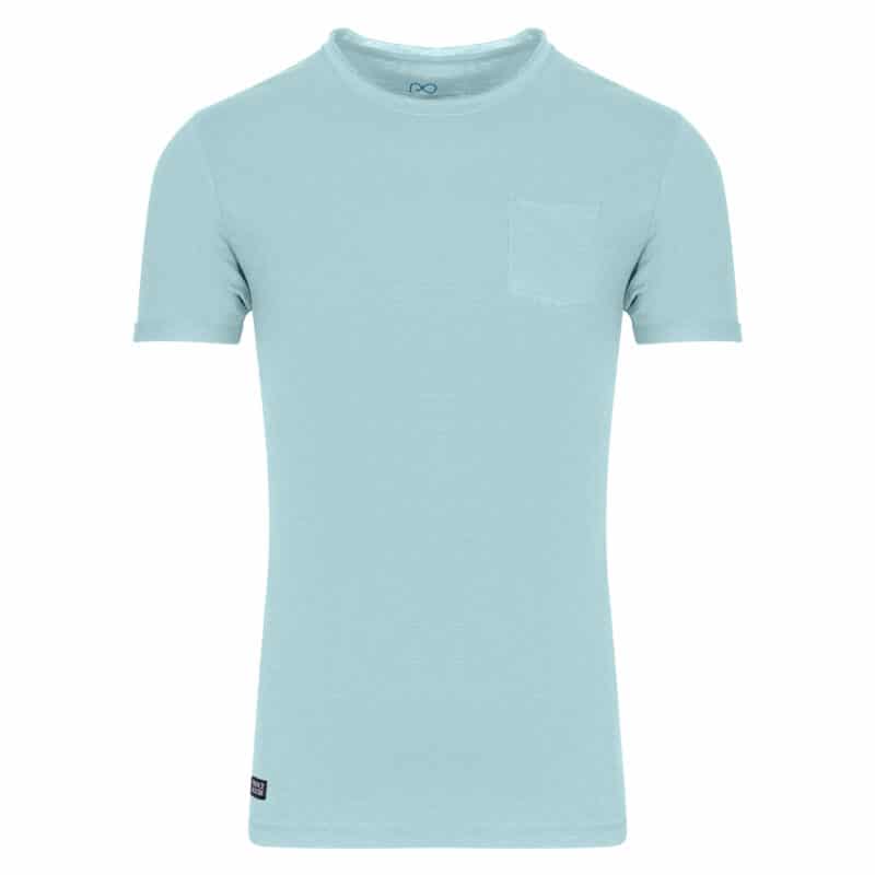 Men Prince Oliver Essential T-Shirt Τυρκουάζ με Τσεπάκι 100% Cotton (Modern Fit) 3