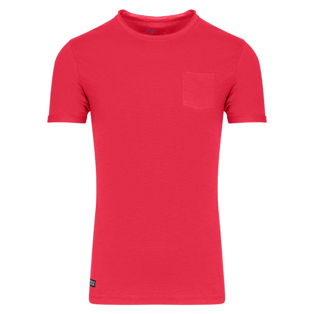Men Prince Oliver Essential T-Shirt Κοραλί με Τσεπάκι 100% Cotton (Modern Fit) 5