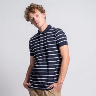 Clothing Essential Dark Blue Pique Striped Polo Shirt 100% Cotton (Modern Fit)