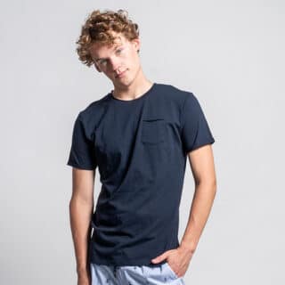Men Prince Oliver Essential T-Shirt Μπλε Σκούρο με Τσεπάκι 100% Cotton (Modern Fit)