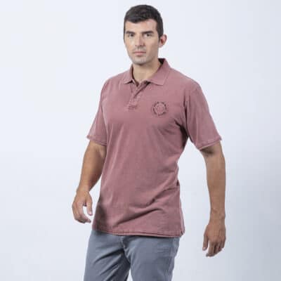 Plus Size Collection Polo Πετροπλυμένο Μπορντώ 100% Cotton (Comfort Fit) Μόνο Μεγάλα Μέγεθη