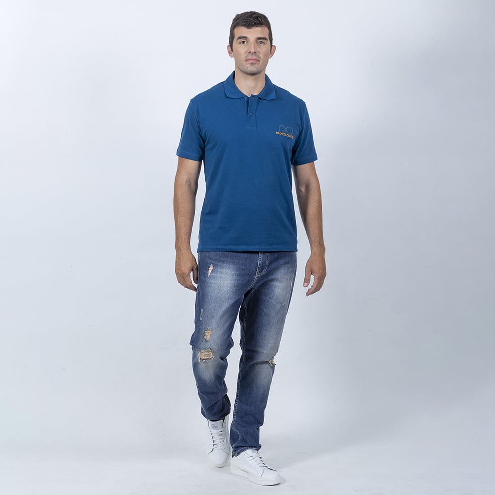 Plus Size Collection Polo Pique Πετρόλ 100% Cotton (Comfort Fit) Μόνο Μεγάλα Μέγεθη