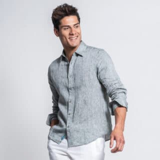 Linen Collection Prince Oliver Πουκάμισο Χακί 100% Λινό (Modern Fit)