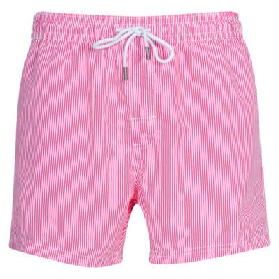 Red Swim Shorts with Stripes