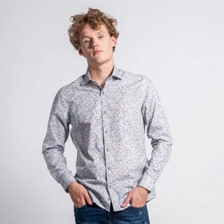 Clothing Prince Oliver Brown Shirt with Small Design (Modern Fit)