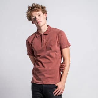 Clothing Prince Oliver Bordeaux Stone Washed Polo Shirt 100% Cotton (Modern Fit)