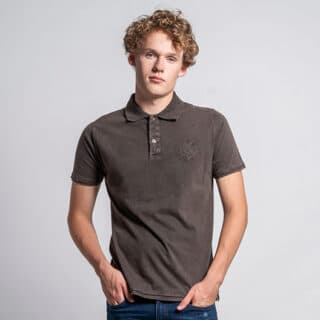 Clothing Prince Oliver Brown Stone Washed Polo Shirt 100% Cotton (Modern Fit)