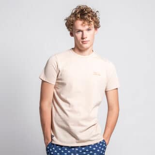 Men Prince Oliver T-Shirt Eco Μπεζ Round Neck (Modern Fit)