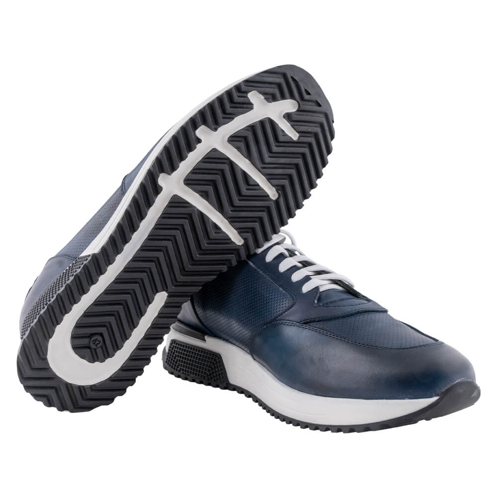 Blue Leather Sneakers Prince Oliver